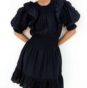 Anthropologie Black Puff Sleeve Dress